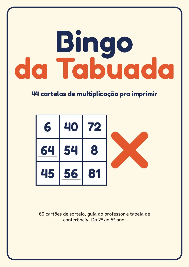 Página real do PDF Bingo da Tabuada: capa do kit